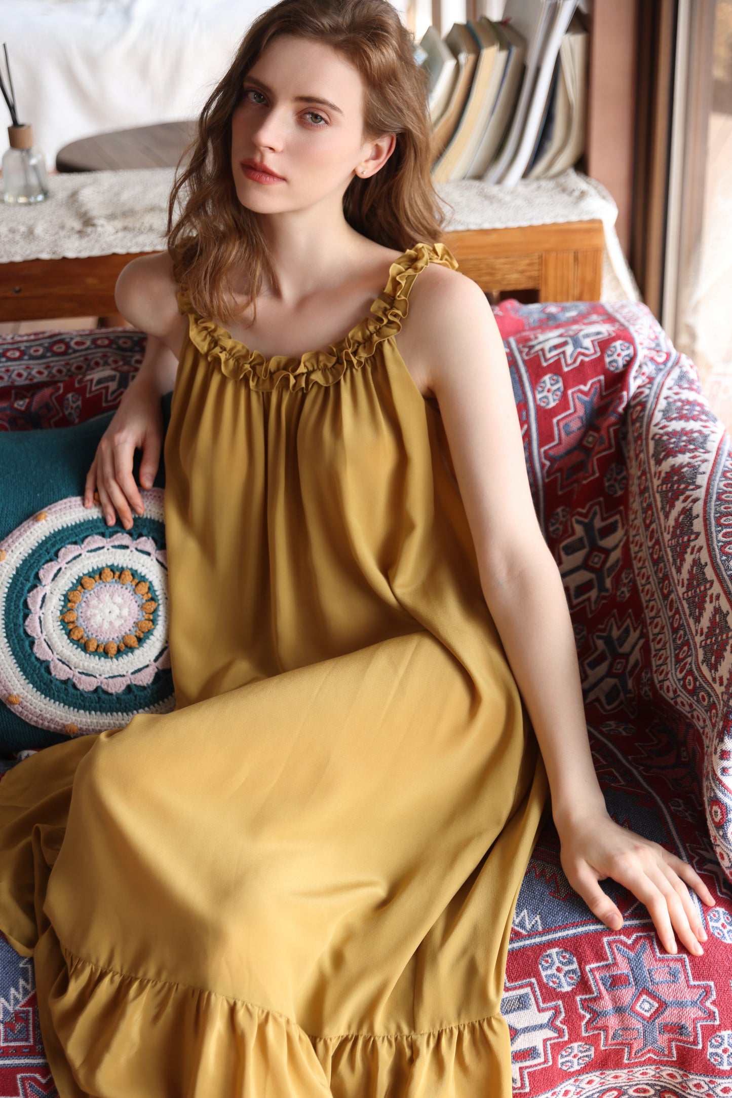 Asnature Asnature Sling dress female 2024 summer new printed loose and thin long skirt tide