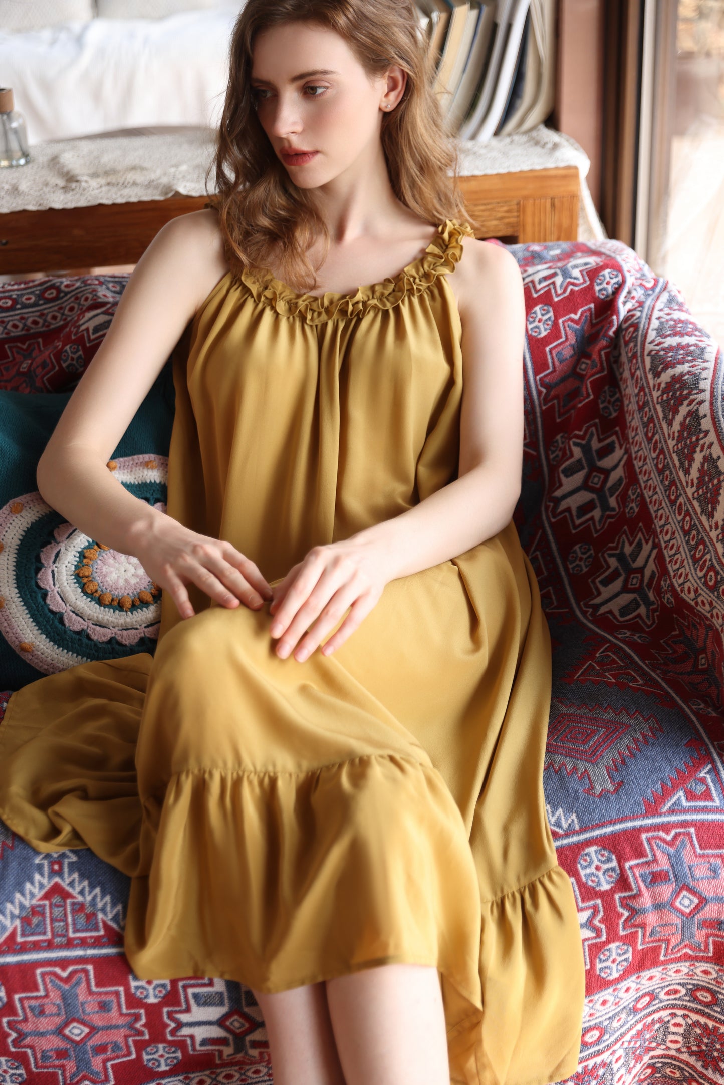 Asnature Asnature Sling dress female 2024 summer new printed loose and thin long skirt tide