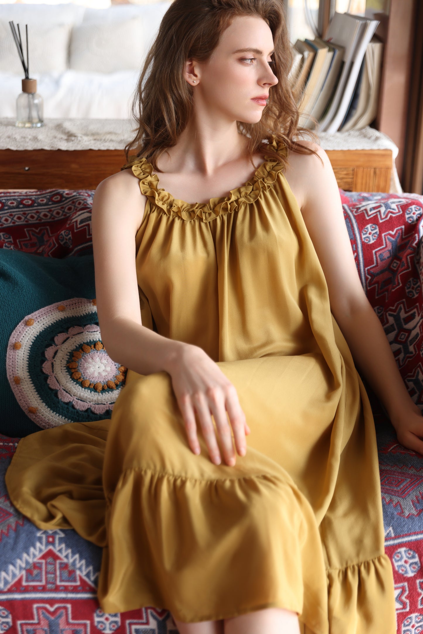 Asnature Asnature Sling dress female 2024 summer new printed loose and thin long skirt tide