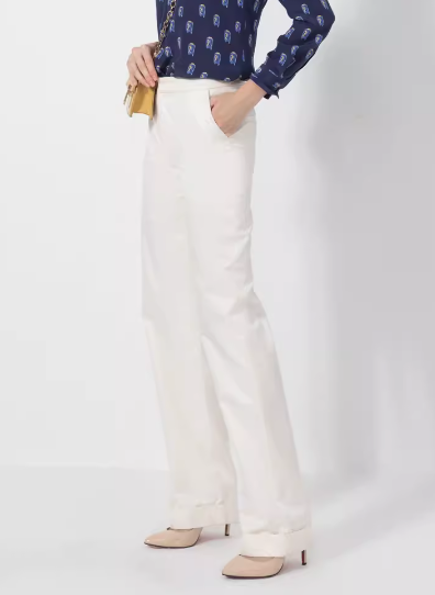 asnature2024 spring and summer wide -leg pants silk casual pants white loose straight pants mulberry silk pants children