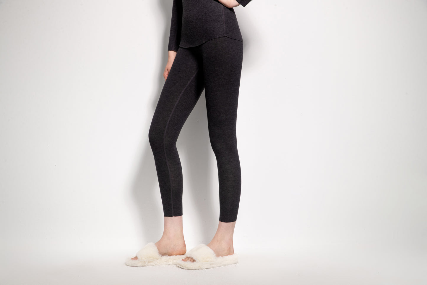 ASNAYURENo trace black thermal pants underwear double -sided containing cashmere and cashmere grinding hair repair pants female spring and summer