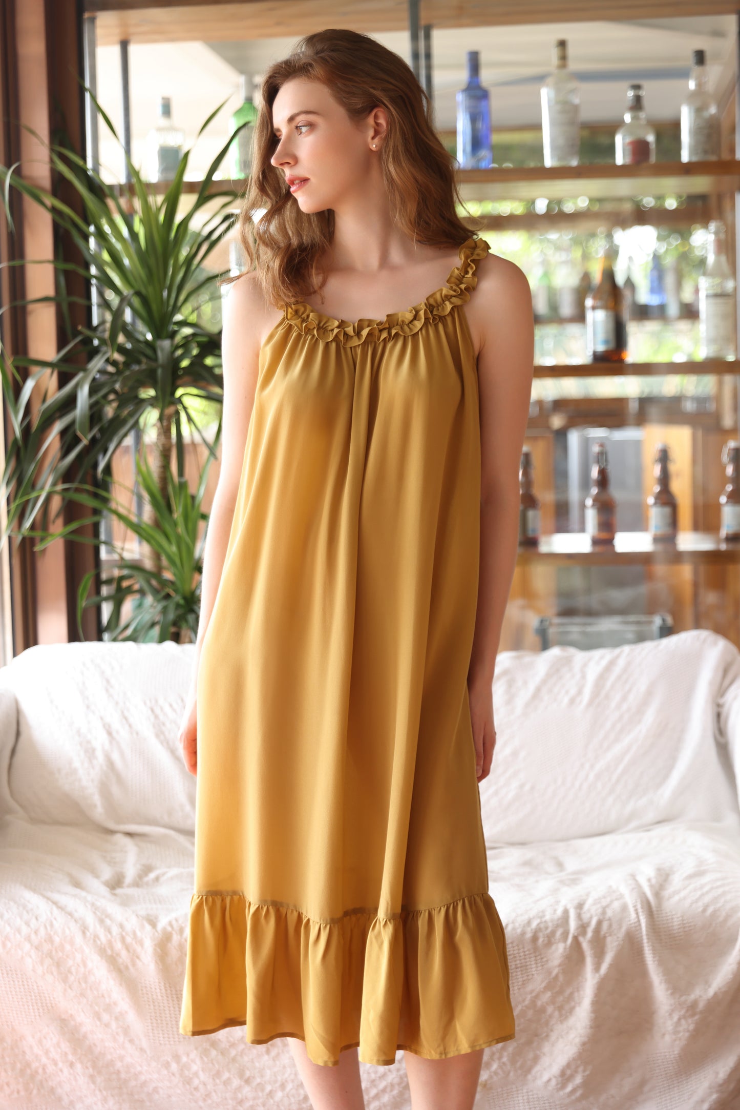 Asnature Asnature Sling dress female 2024 summer new printed loose and thin long skirt tide