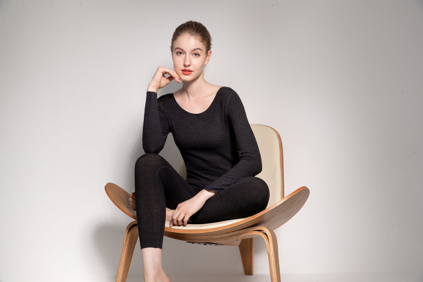 ASNAYURENo trace black thermal pants underwear double -sided containing cashmere and cashmere grinding hair repair pants female spring and summer