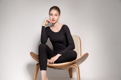 ASNAYURENo trace black thermal pants underwear double -sided containing cashmere and cashmere grinding hair repair pants female spring and summer