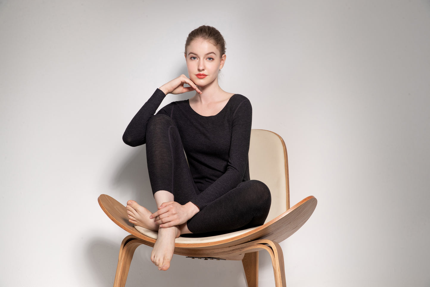 ASNAYURENo trace black thermal pants underwear double -sided containing cashmere and cashmere grinding hair repair pants female spring and summer